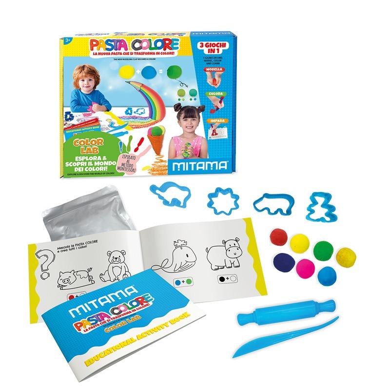 Креативен комплект за моделиране MITAMA Pasta Colore Lab, 7 цвята глина, 4 форми, ножче, книжка | JAR Computers Креативен комплект за моделиране MITAMA Pasta Colore Lab, 7 цвята глина, 4 форми, ножче, книжка