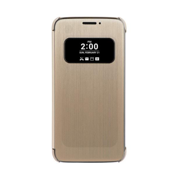 Оригинален кожен калъф, тип портфейл за LG G5, G5 SE - LG Flip Case Quick Cover View CFV-160 (златист) | JAR Computers Оригинален кожен калъф, тип портфейл за LG G5, G5 SE - LG Flip Case Quick Cover View CFV-160 (златист)