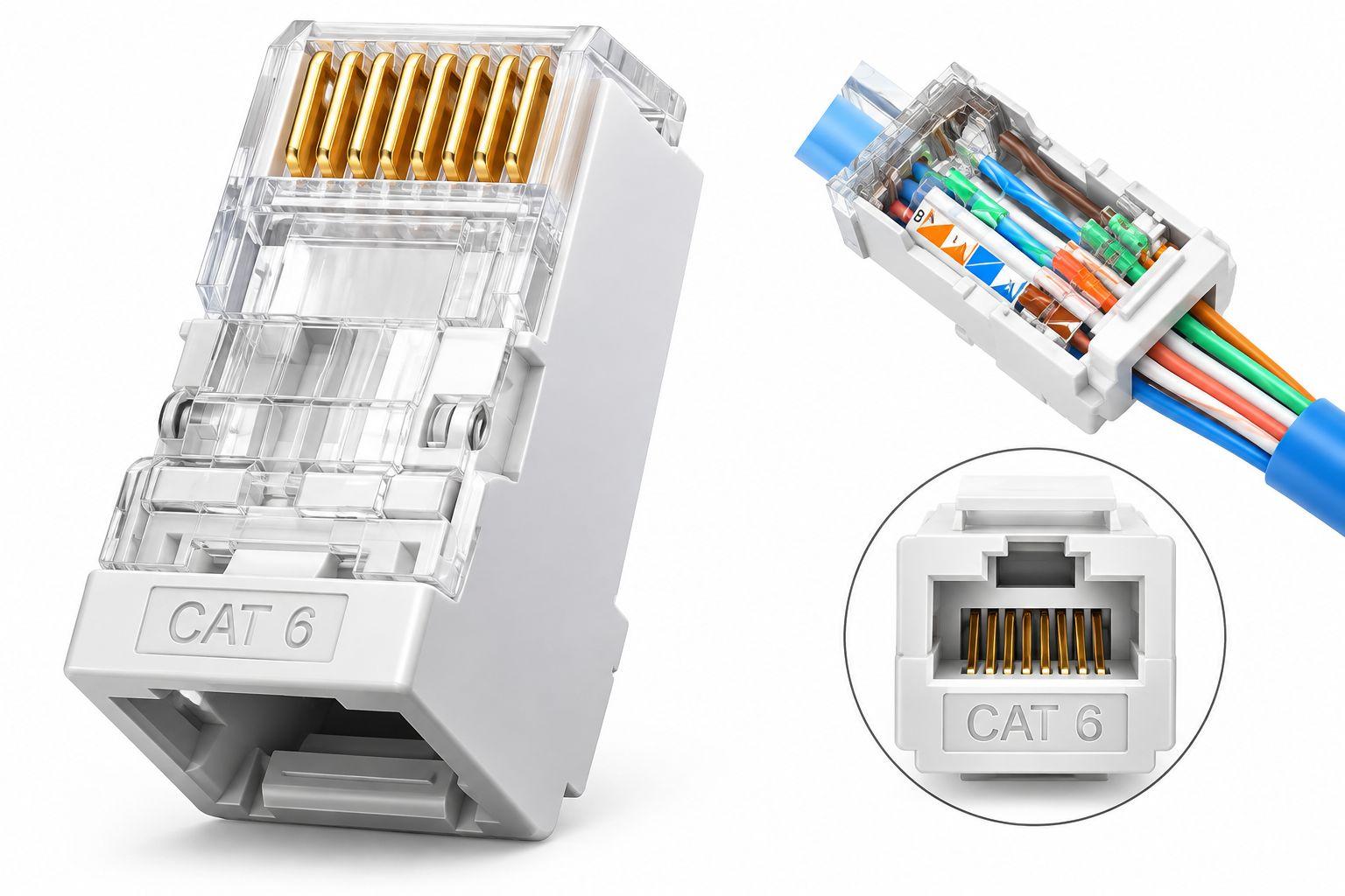 RJ45/8P8C конектор FTP Cat6, pass-trough
