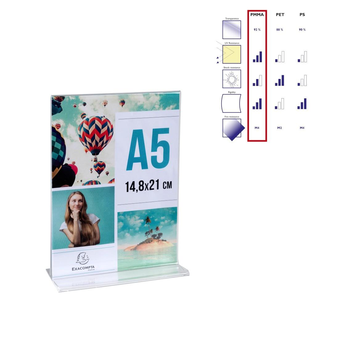 T-образна поставка за брошури EXACOMPTA, А5 150x55x214 мм, настолна, кристална (PMMA) | JAR Computers T-образна поставка за брошури EXACOMPTA, А5 150x55x214 мм, настолна, кристална (PMMA)