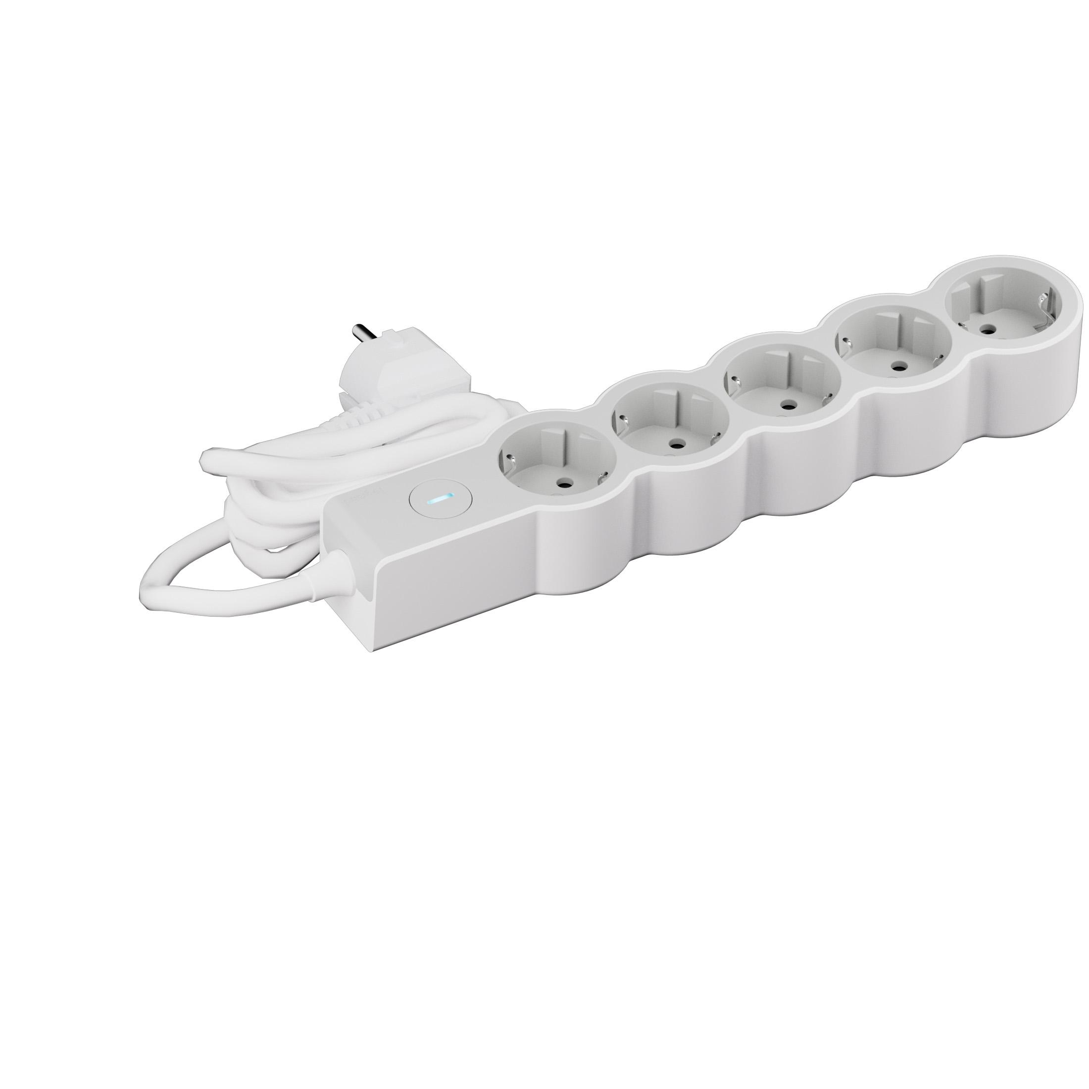694438 Разклонител шуко 5X2P+E, защита, кабел 3 м, бяло/сиво, Legrand