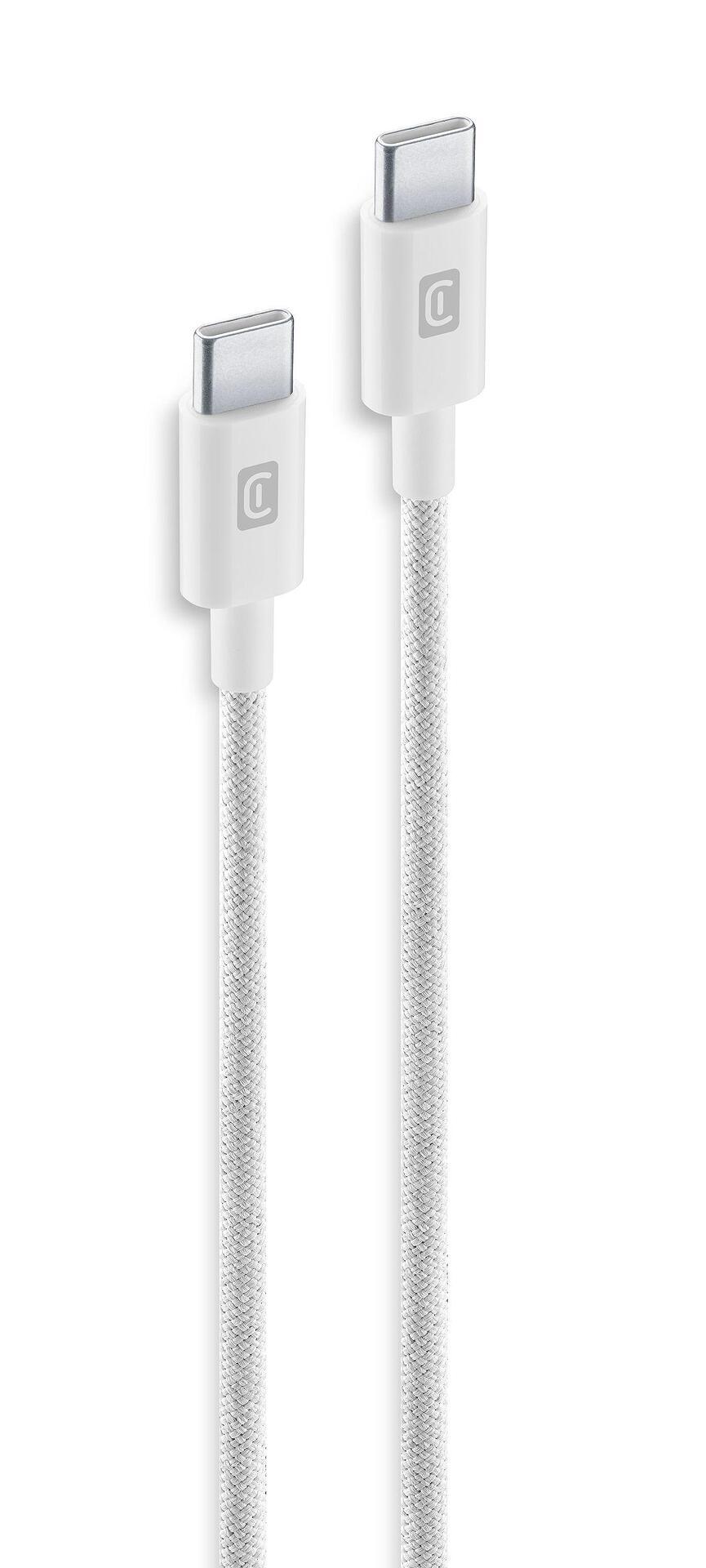 Кабел с оплетка USB-C - USB-C 150 см бял