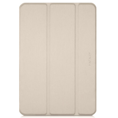 Macally Stand Case - полиуретанов калъф и поставка за iPad 7 (2019), iPad 8 (2020), iPad 9 (2021) (златист)