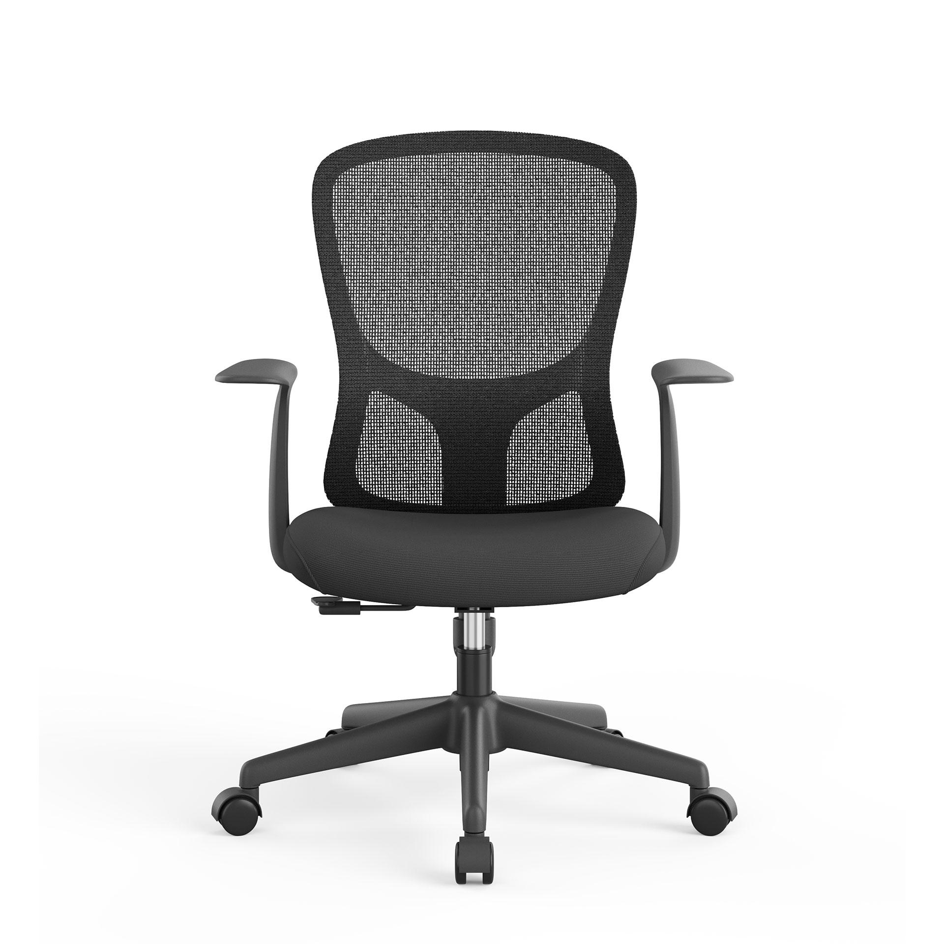 Офис стол RFG Smarter W, дамаска и меш, до 120 kg, черна седалка, черна облегалка