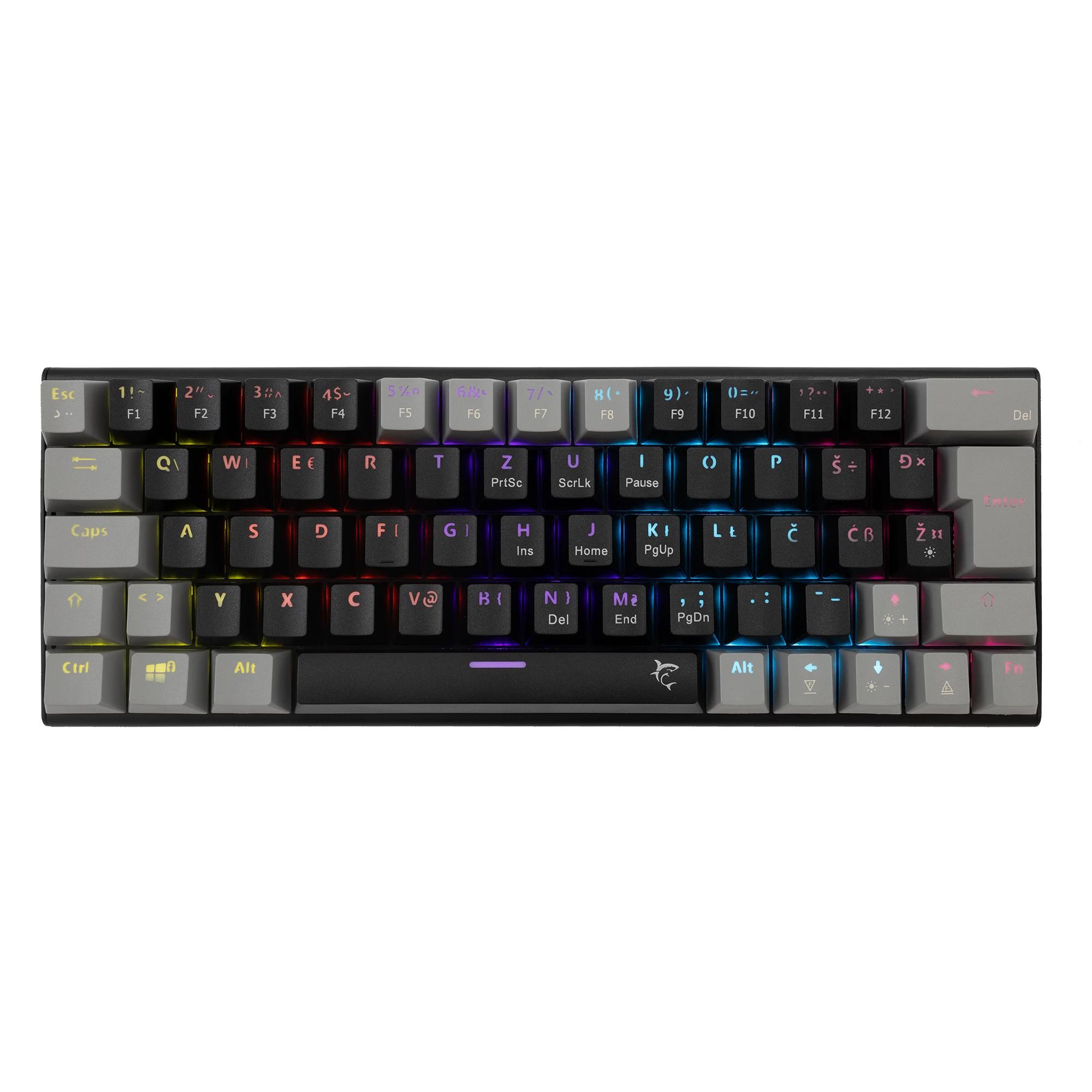 White Shark геймърска механична клавиатура Gaming Mechanical Keyboard WAKIZASHI 2 - Blue Switches (English US), Black, Gray