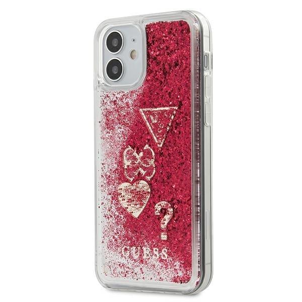 Дизайнерски кейс с висока защита за iPhone 12 mini - Guess Liquid Glitter Charms Case (червен) | JAR Computers Дизайнерски кейс с висока защита за iPhone 12 mini - Guess Liquid Glitter Charms Case (червен)