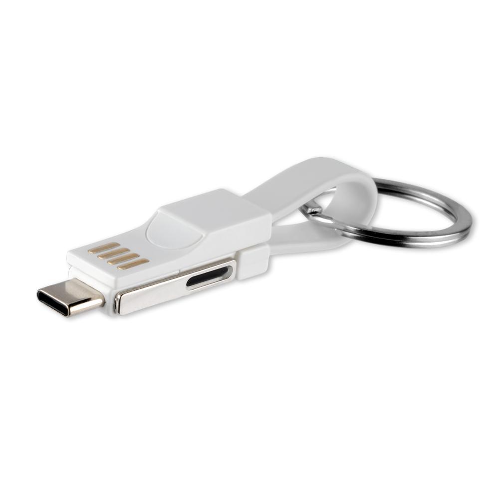 Кабел тип ключодържател за Lightning, USB-C и MicroUSB стандарти - 4smarts 3in1 Mini Cable KeyRing (бял) | JAR Computers Кабел тип ключодържател за Lightning, USB-C и MicroUSB стандарти - 4smarts 3in1 Mini Cable KeyRing (бял)