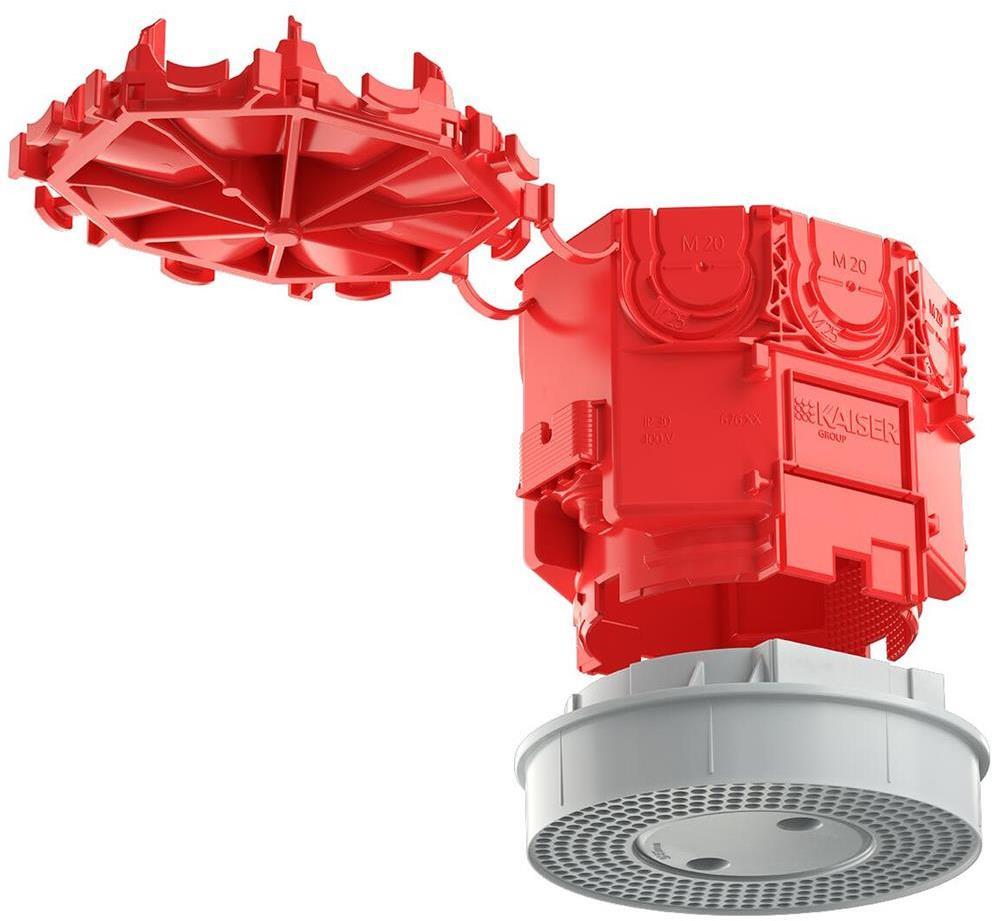 Конзолна кутия за бетон в таван B1, с монтажна плоча Ø45мм, дълбочина 95мм, Kaiser | JAR Computers Конзолна кутия за бетон в таван B1, с монтажна плоча Ø45мм, дълбочина 95мм, Kaiser