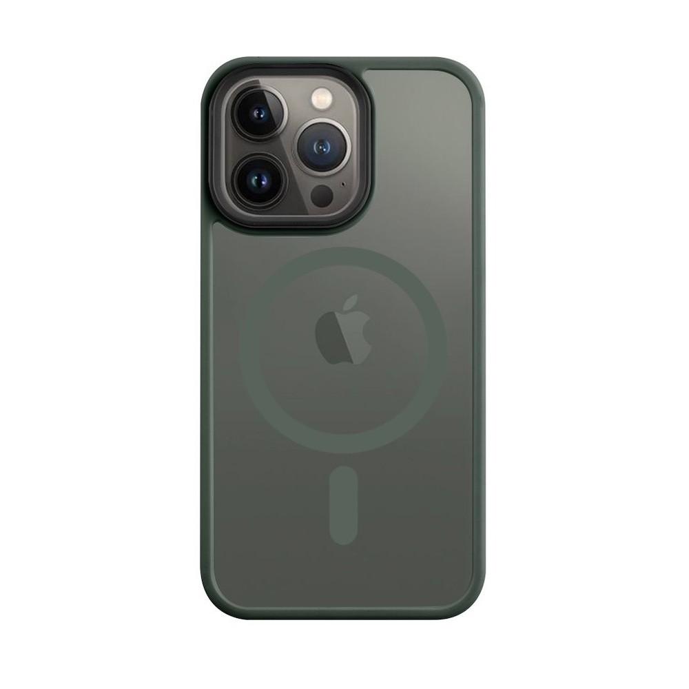 Tactical MagForce Hyperstealth Cover - хибриден удароустойчив кейс с MagSafe за iPhone 13 Pro (тъмнозелен)