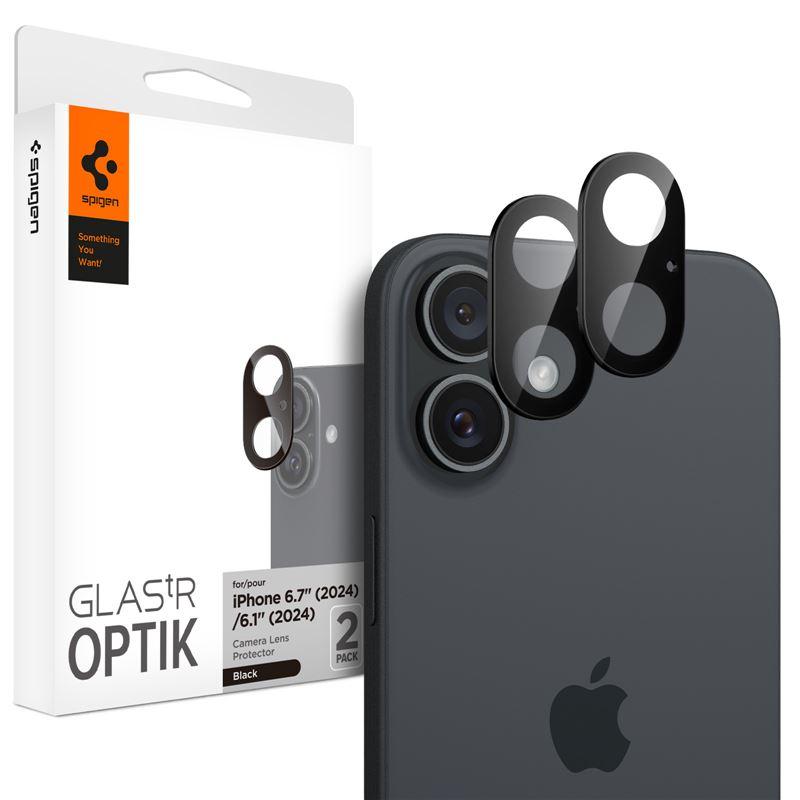 2 броя предпазни стъклени протектора за камерата на iPhone 16, iPhone 16 Plus - Spigen Glass tR Optik Lens Protector 2 Pack (черен) | JAR Computers 2 броя предпазни стъклени протектора за камерата на iPhone 16, iPhone 16 Plus - Spigen Glass tR Optik Lens Protector 2 Pack (черен)