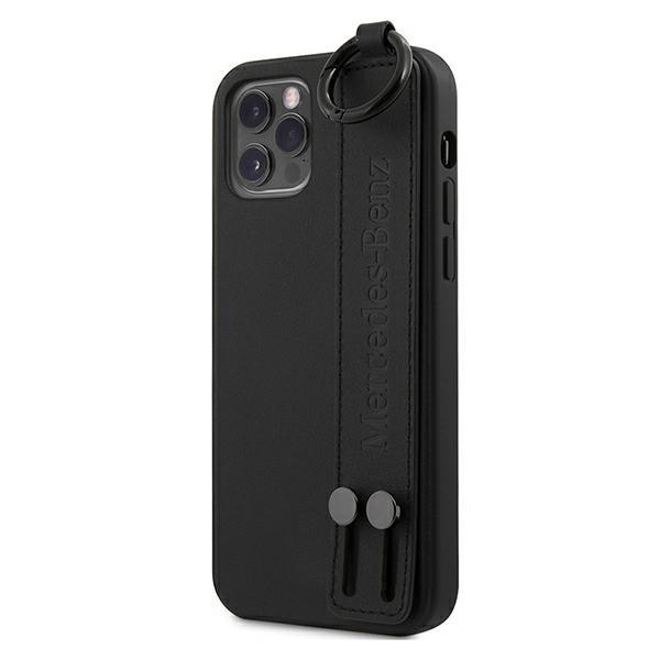 Дизайнерски кожен (естествена кожа) кейс с кожена лента за ръката за iPhone 12, iPhone 12 Pro - Mercedes Genuine Leather Strap Line Hard Case (черен) | JAR Computers Дизайнерски кожен (естествена кожа) кейс с кожена лента за ръката за iPhone 12, iPhone 12 Pro - Mercedes Genuine Leather Strap Line Hard Case (черен)