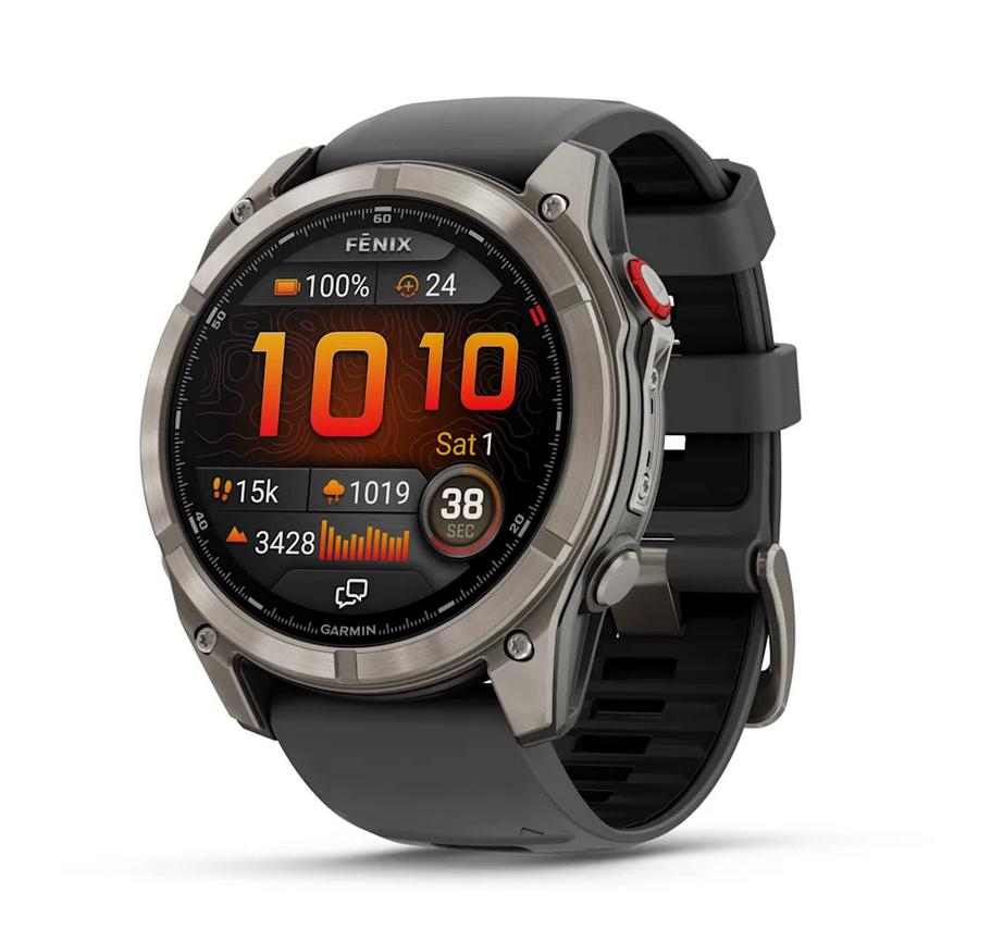 fēnix® 8 Pro – 51 мм, AMOLED - fēnix® 8 Pro – 51 мм, AMOLED, Sapphire - Titanium с Graphite/black силиконова каишка