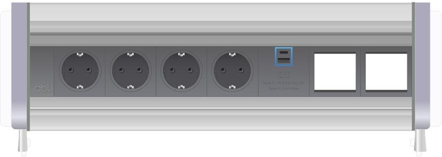 Модул Flip-S 7M с 4х Шуко, USB тип A+C и 2х празни модула, цвят Сив/Алуминий, ABL | JAR Computers Модул Flip-S 7M с 4х Шуко, USB тип A+C и 2х празни модула, цвят Сив/Алуминий, ABL
