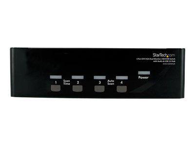 Мрежов комутатор 4 Port DVI VGA Dual Monitor KVM Switch USB with Audio and USB 2.0 Hub (SV431DDVDUA) - KVM / audio / USB switch - 4 ports