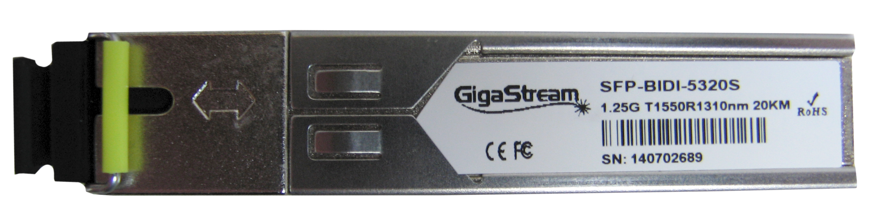 SFP Модул GigaStream SFP-BIDI-LX-B 1.25 G SC Конектор DFB Лазер (Tx:1550 Rx:1310) DDM 20км