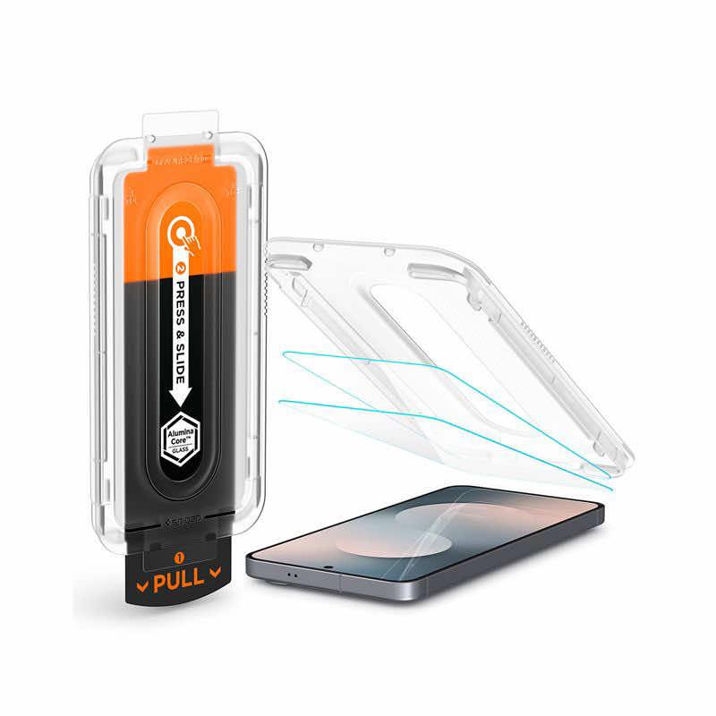 2 броя калени стъклени защитни покрития за дисплея на Samsung Galaxy S25 FE - Spigen Glas.tR EZ Fit Pro Tempered Glass 2 Pack (прозрачен) | JAR Computers 2 броя калени стъклени защитни покрития за дисплея на Samsung Galaxy S25 FE - Spigen Glas.tR EZ Fit Pro Tempered Glass 2 Pack (прозрачен)