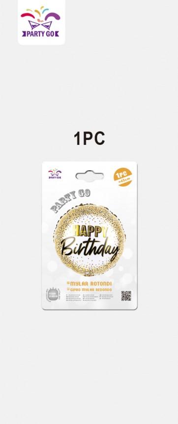 Балон от ал.фолио 45 см "Happy Birthday" - Черно и златно ,1 бр | JAR Computers Балон от ал.фолио 45 см "Happy Birthday" - Черно и златно ,1 бр