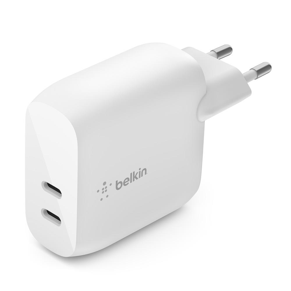 Belkin Dual USB-C PD Wall Charger 40W (2x20W) - White | JAR Computers Belkin Dual USB-C PD Wall Charger 40W (2x20W) - White