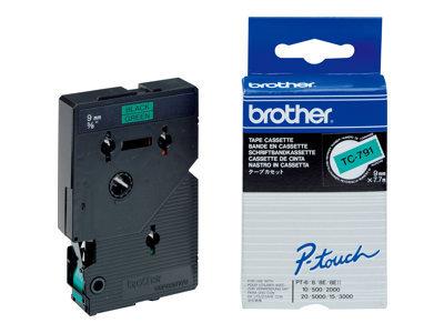 BROTHER P-Touch TC-791 black on green 9mm