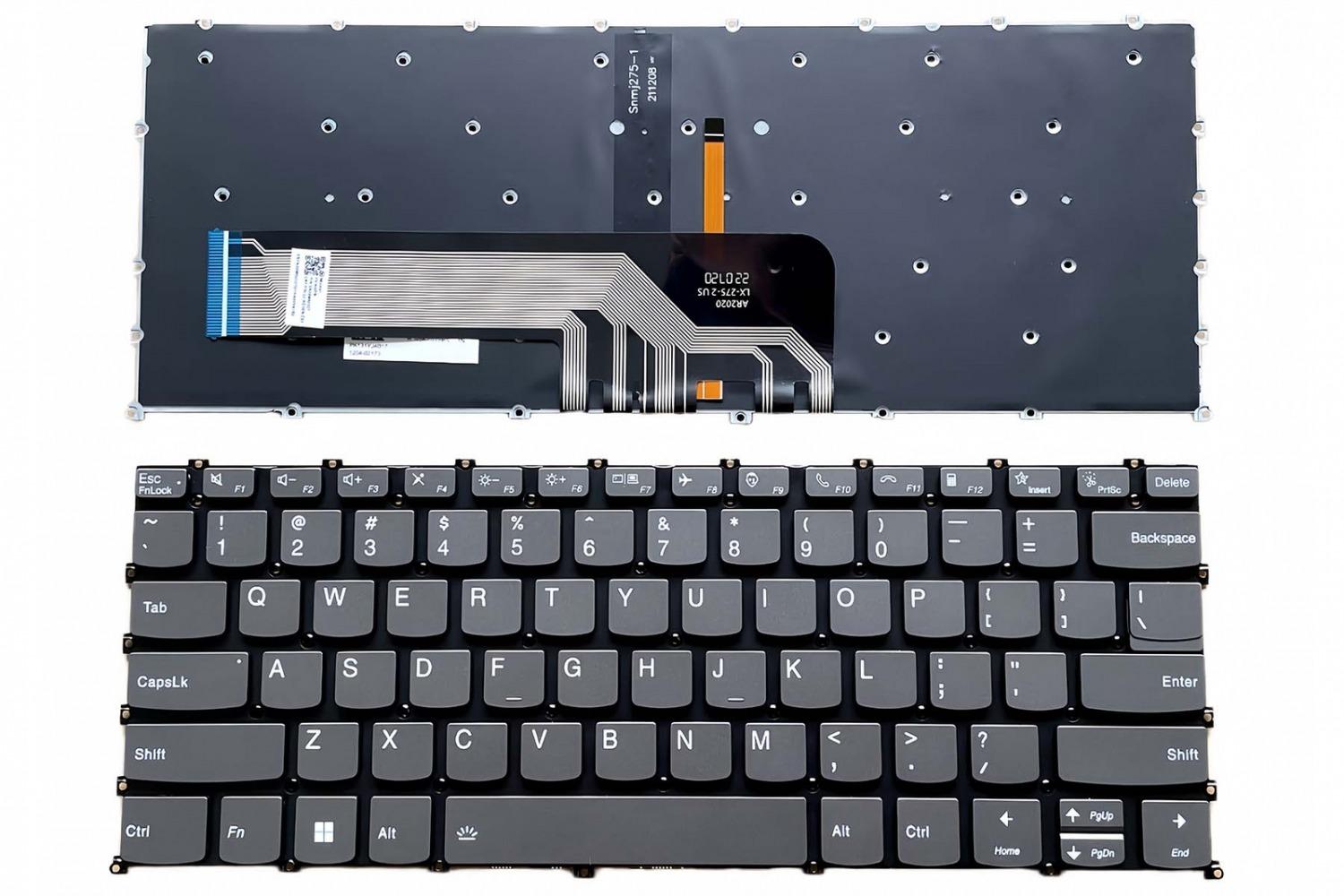 Клавиатура за лаптоп Lenovo IdeaPad 5 Pro 14ACN6 Pro 14ITL6 - Сива Без Рамка с Подсветка Версия 2 | JAR Computers Клавиатура за лаптоп Lenovo IdeaPad 5 Pro 14ACN6 Pro 14ITL6 - Сива Без Рамка с Подсветка Версия 2