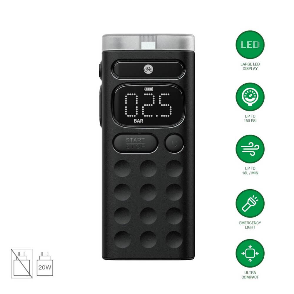 Компресор за автомобилни гуми с вградена 2000 mAh батерия - 4smarts Voltpump X Portable Mini Car Compressor (черен) | JAR Computers Компресор за автомобилни гуми с вградена 2000 mAh батерия - 4smarts Voltpump X Portable Mini Car Compressor (черен)