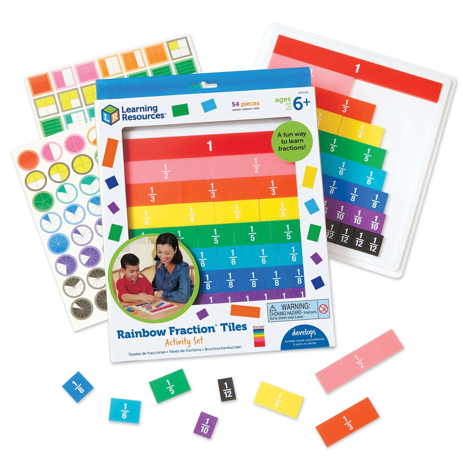Learning Resources Плочки с дроби, цветни, 54 части | JAR Computers Learning Resources Плочки с дроби, цветни, 54 части