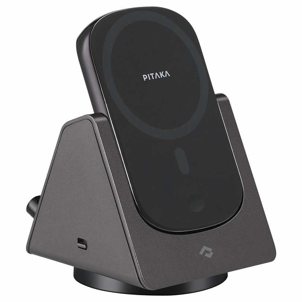Поставка (пад) за безжично зареждане с отделяща се външна батерия за iPhone с Magsafe и AirPods - Pitaka MagEZ Slider 2 (черен) | JAR Computers Поставка (пад) за безжично зареждане с отделяща се външна батерия за iPhone с Magsafe и AirPods - Pitaka MagEZ Slider 2 (черен)