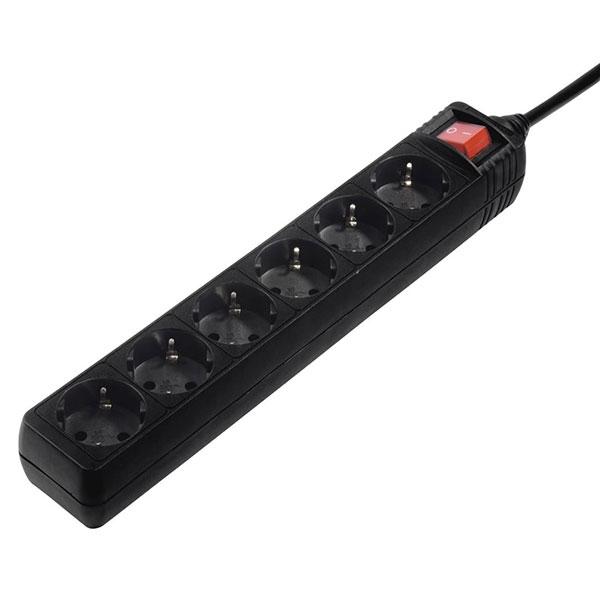 Power strip HAMA 137266 6x, w/5m cable, Black