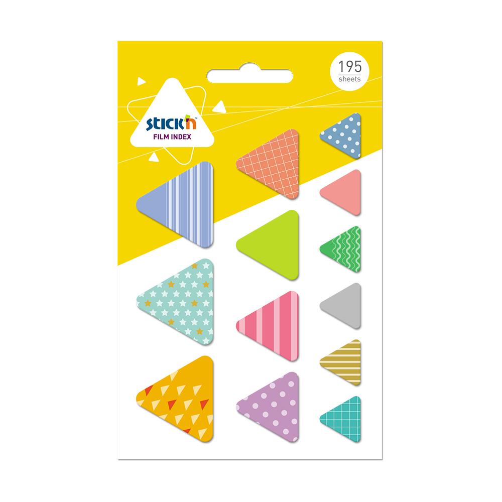 Stick'n Самозалепващи се индекси Триъгълници, асорти, 195 броя