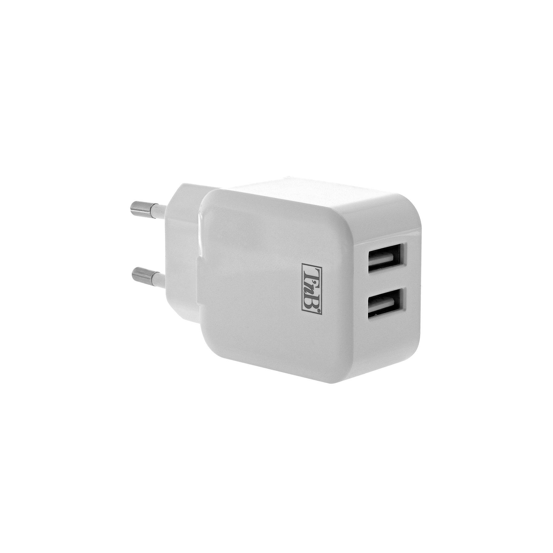 TNB Зарядно устройство, 2 USB, 2.4 A, 12 W, бяло | JAR Computers TNB Зарядно устройство, 2 USB, 2.4 A, 12 W, бяло