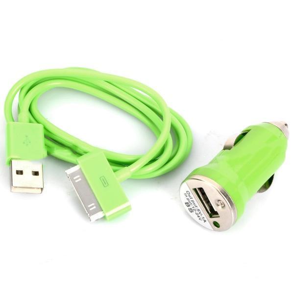 USB зарядно и кабел за кола за iPhone 4/4S и iPod (зелен) | JAR Computers USB зарядно и кабел за кола за iPhone 4/4S и iPod (зелен)