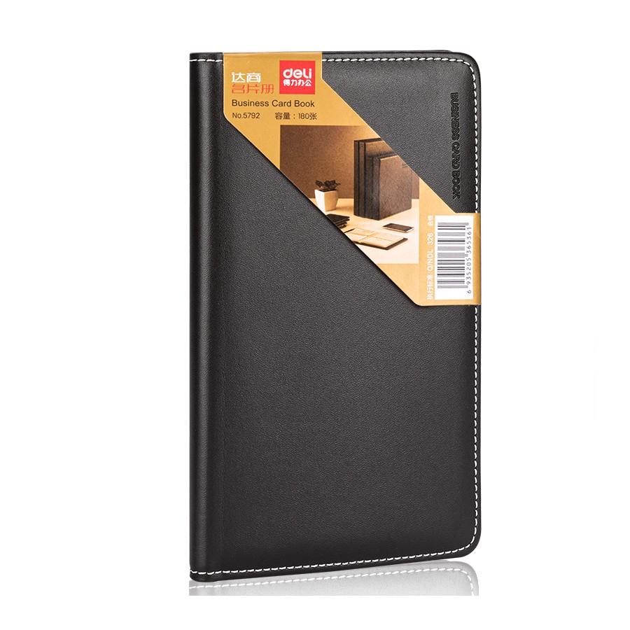 Визитник Deli, 5792, за 180 визитки, 193x110 мм, еко кожа, черен | JAR Computers Визитник Deli, 5792, за 180 визитки, 193x110 мм, еко кожа, черен