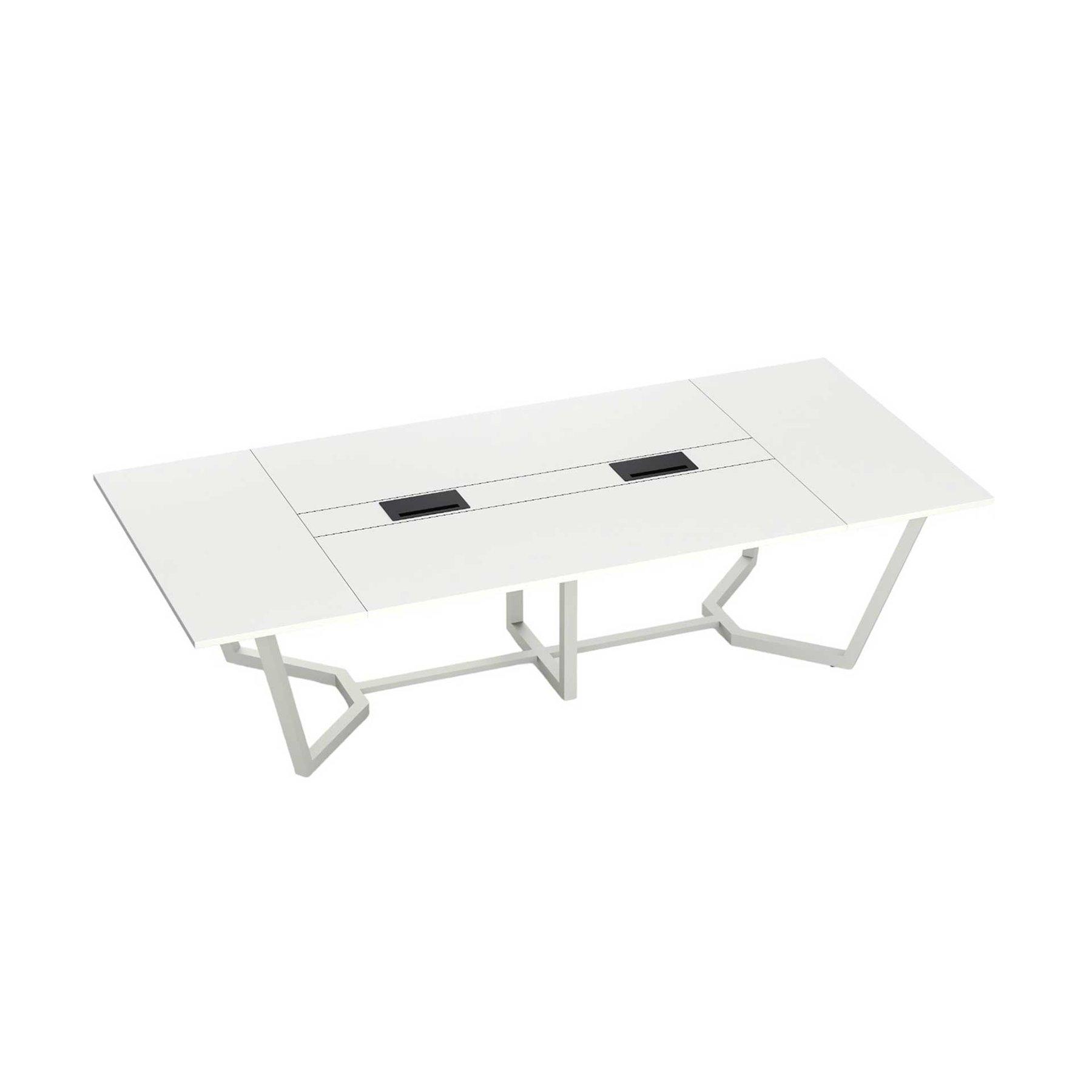 Заседателна маса RFG Roy White, 3000 х 1400 х 750 mm, правоъгълен плот, ПДЧ 25 mm, метална основа, бяла | JAR Computers Заседателна маса RFG Roy White, 3000 х 1400 х 750 mm, правоъгълен плот, ПДЧ 25 mm, метална основа, бяла