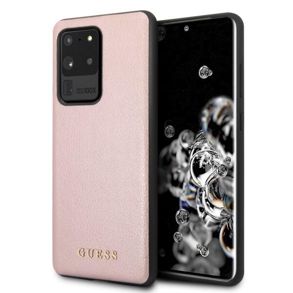 Дизайнерски кожен кейс за Samsung Galaxy S20 Ultra - Guess Iridescent Leather Hard Case (розово злато) | JAR Computers Дизайнерски кожен кейс за Samsung Galaxy S20 Ultra - Guess Iridescent Leather Hard Case (розово злато)
