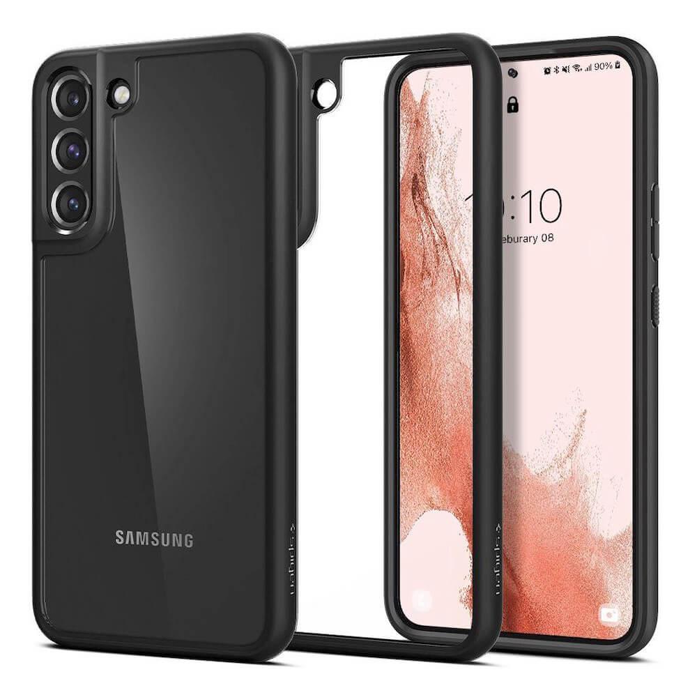 Хибриден кейс с висока степен на защита за Samsung Galaxy S22 - Spigen Ultra Hybrid Case (черен-прозрачен) | JAR Computers Хибриден кейс с висока степен на защита за Samsung Galaxy S22 - Spigen Ultra Hybrid Case (черен-прозрачен)