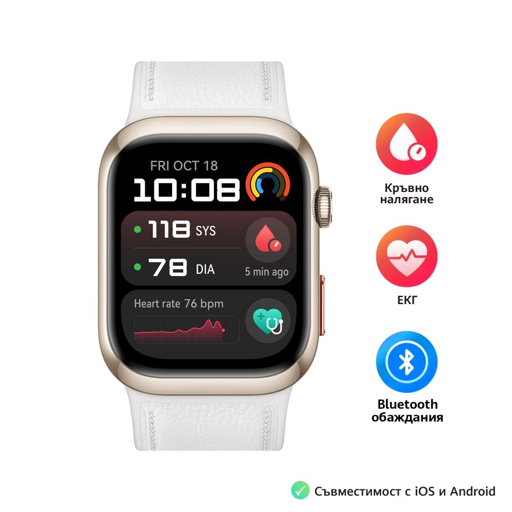 Huawei Watch D2 LCA-B11, Gold, 1.82" Amoled, Airbag/Strap Size 26mm, Ambulatory 24H Blood Pressure, HR monitoring PPG 6.0, Rotating crown, IP68,  Speaker&Micophone, Dual-band, Battery 524mAh + Huawei FreeBuds SE 3 ULC-CT020 Black