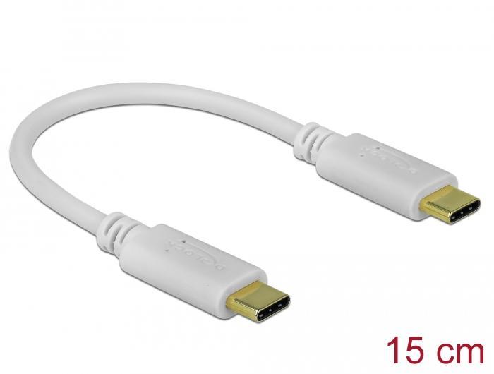 Кабел за зареждане DeLock PD, USB-C мъжко &gt;USB-C мъжко, 100W, 15 cm