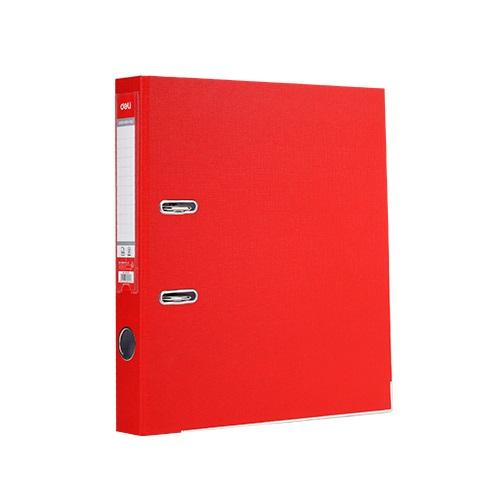 Класьор Deli, РР, A4, 75 мм, метален кант, сменяем етикет, червен | JAR Computers Класьор Deli, РР, A4, 75 мм, метален кант, сменяем етикет, червен