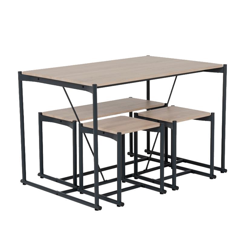 Комплект маса с пейка и две табуретки BREVIK - дъб сонома