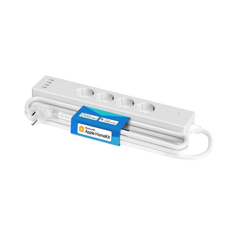 Meross Smart WiFi Power Strip 4 AC And 4 USB-A Ports (HomeKit) - смарт WiFi разклонител с 4 гнезда и 4 USB-A изхода за Android и iOS (бял)