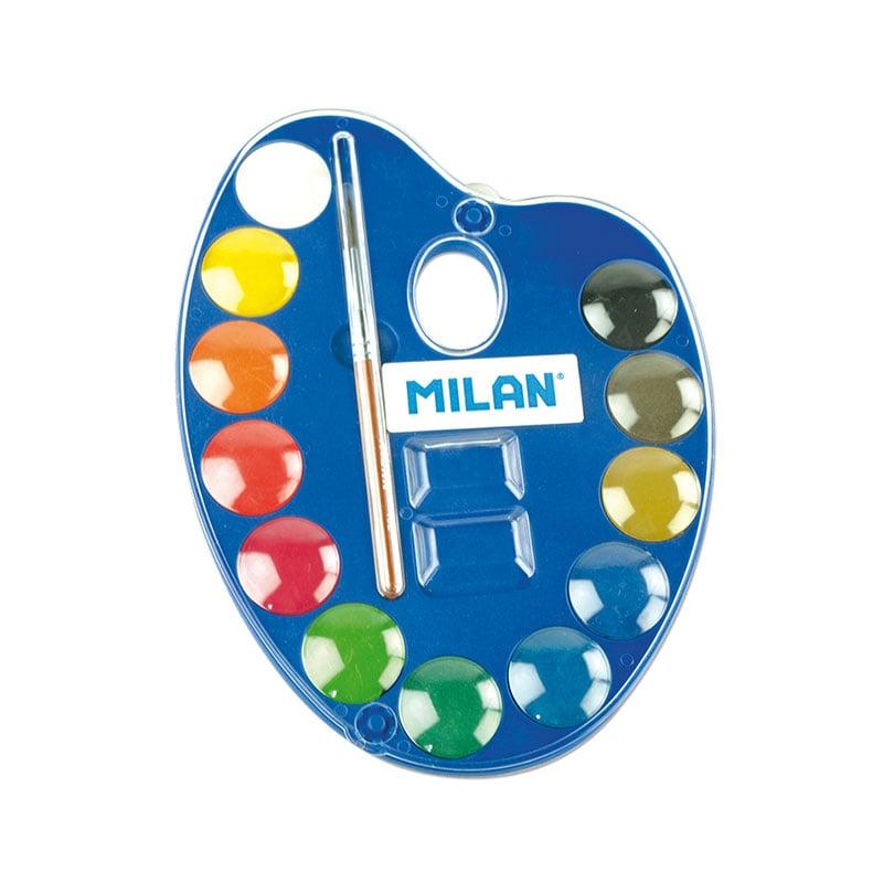 Milan Акварелни бои, в палитра, 25 mm, 12 цвята, с включена четка | JAR Computers Milan Акварелни бои, в палитра, 25 mm, 12 цвята, с включена четка