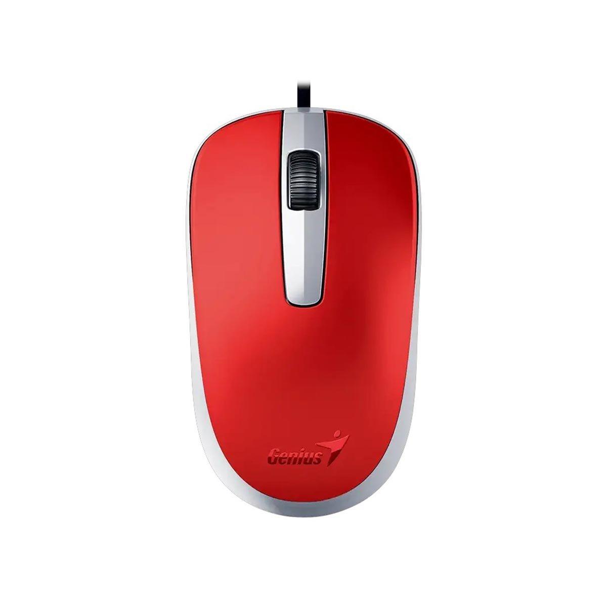 Мишка Genius DX-120, с кабел, USB Type-A, 3 бутона, червена