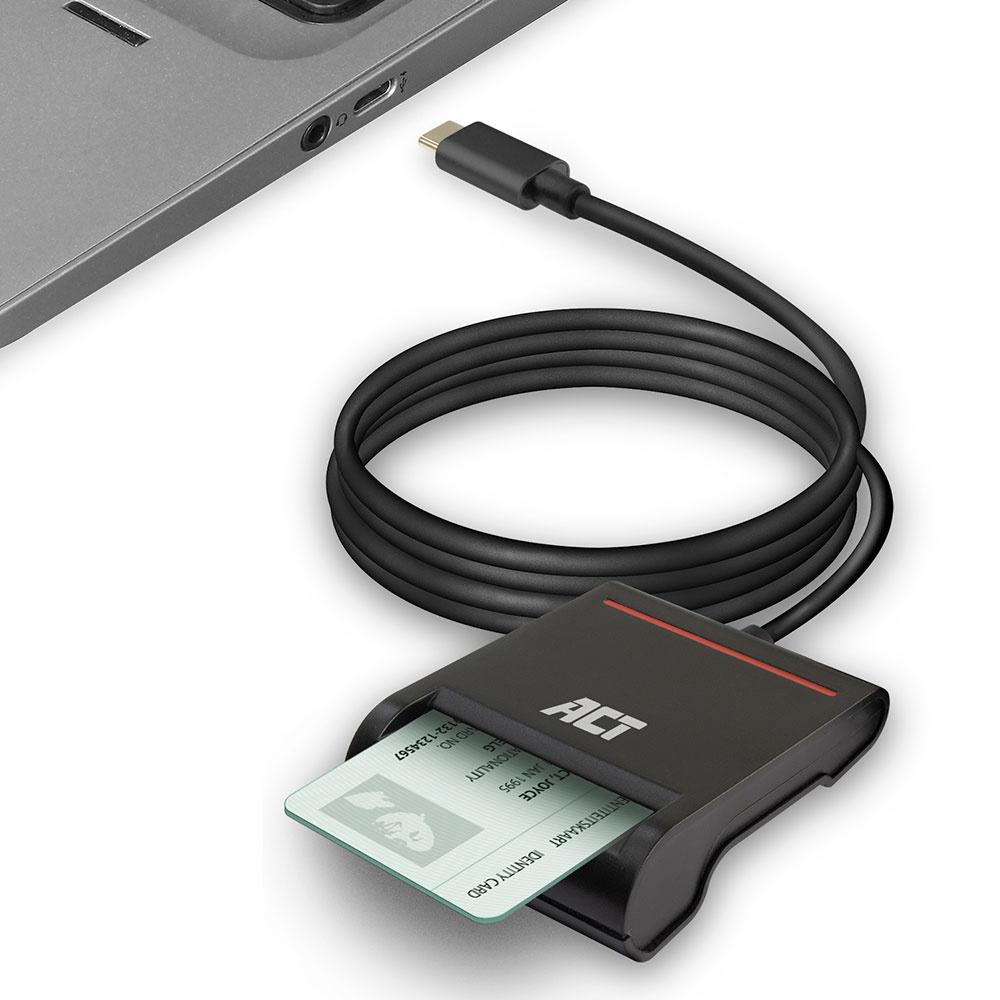 ACT AC6020 USB-C четец за смарт карти и eID карти | JAR Computers ACT AC6020 USB-C четец за смарт карти и eID карти