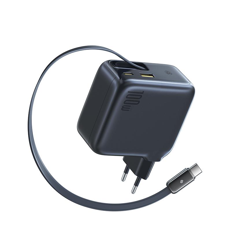 BASEUS 220V 100W, USB-A + USB-C + вграден кабел Type-C, EnerCore CJ11 /черен/ - E0120M00 | JAR Computers BASEUS 220V 100W, USB-A + USB-C + вграден кабел Type-C, EnerCore CJ11 /черен/ - E0120M00