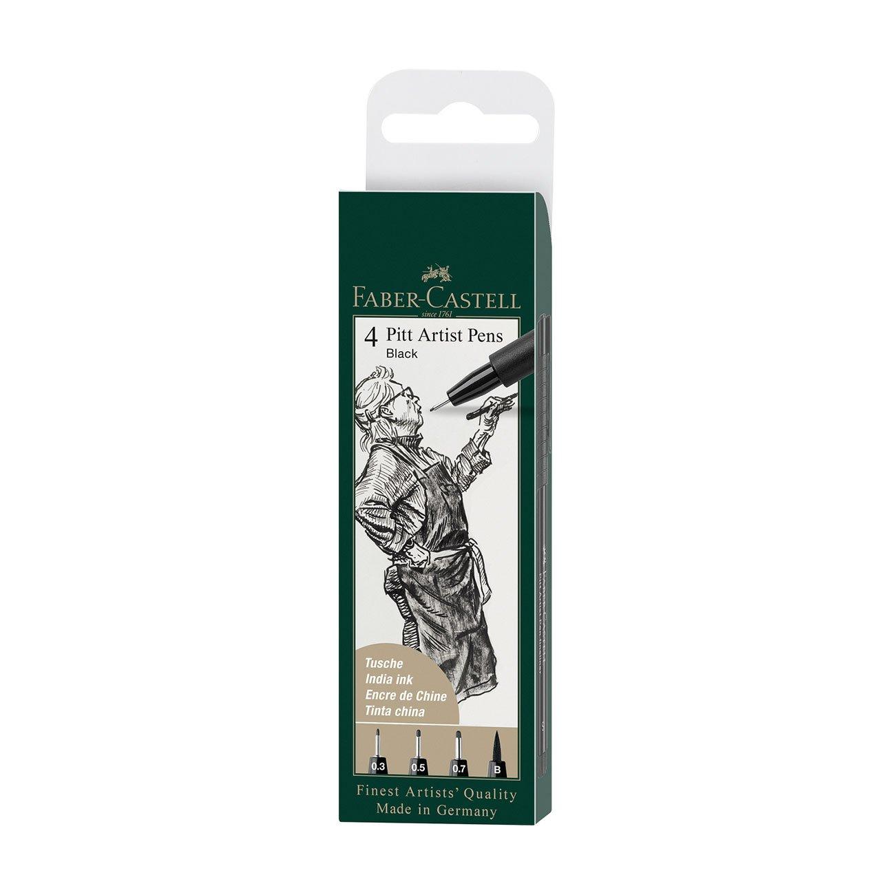 Faber-Castell Тънкописец Pitt Artist Pen, № 199, черен, 4 броя (S, F, M, B)