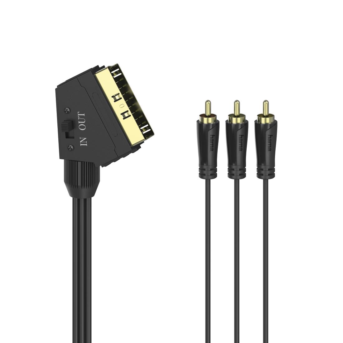 Hama 00205156 SCART кабел 1,5 м 3 x RCA Черен | JAR Computers Hama 00205156 SCART кабел 1,5 м 3 x RCA Черен