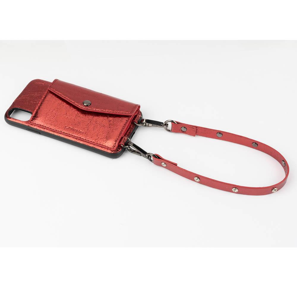 Кожен калъф с портмоне и лента за врата за iPhone XS - LAVAVIK Cross-Body Phone Purse (червен) | JAR Computers Кожен калъф с портмоне и лента за врата за iPhone XS - LAVAVIK Cross-Body Phone Purse (червен)