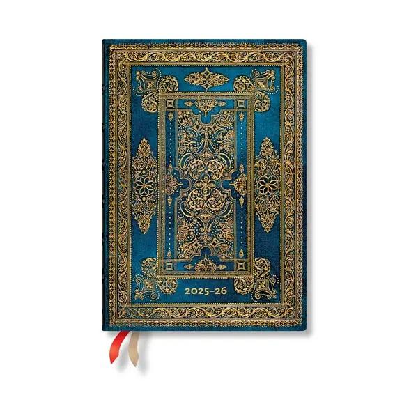 Paperblanks Планер Blue Luxe, Midi, хоризонтален, мека корица, 112 листа, за 2025-2026 година