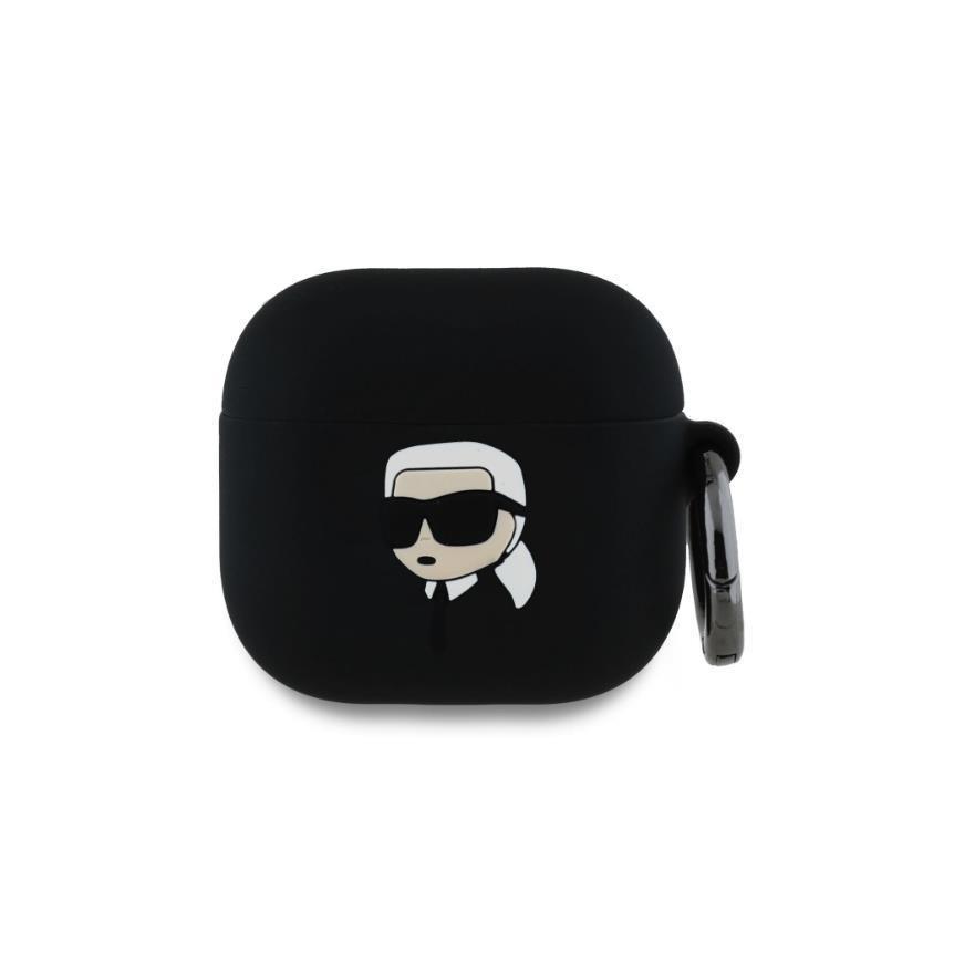 Силиконов калъф с карабинер за Apple AirPods 4 - Karl Lagerfeld 3D Logo NFT Karl Head Head Silicone Case (черен) | JAR Computers Силиконов калъф с карабинер за Apple AirPods 4 - Karl Lagerfeld 3D Logo NFT Karl Head Head Silicone Case (черен)