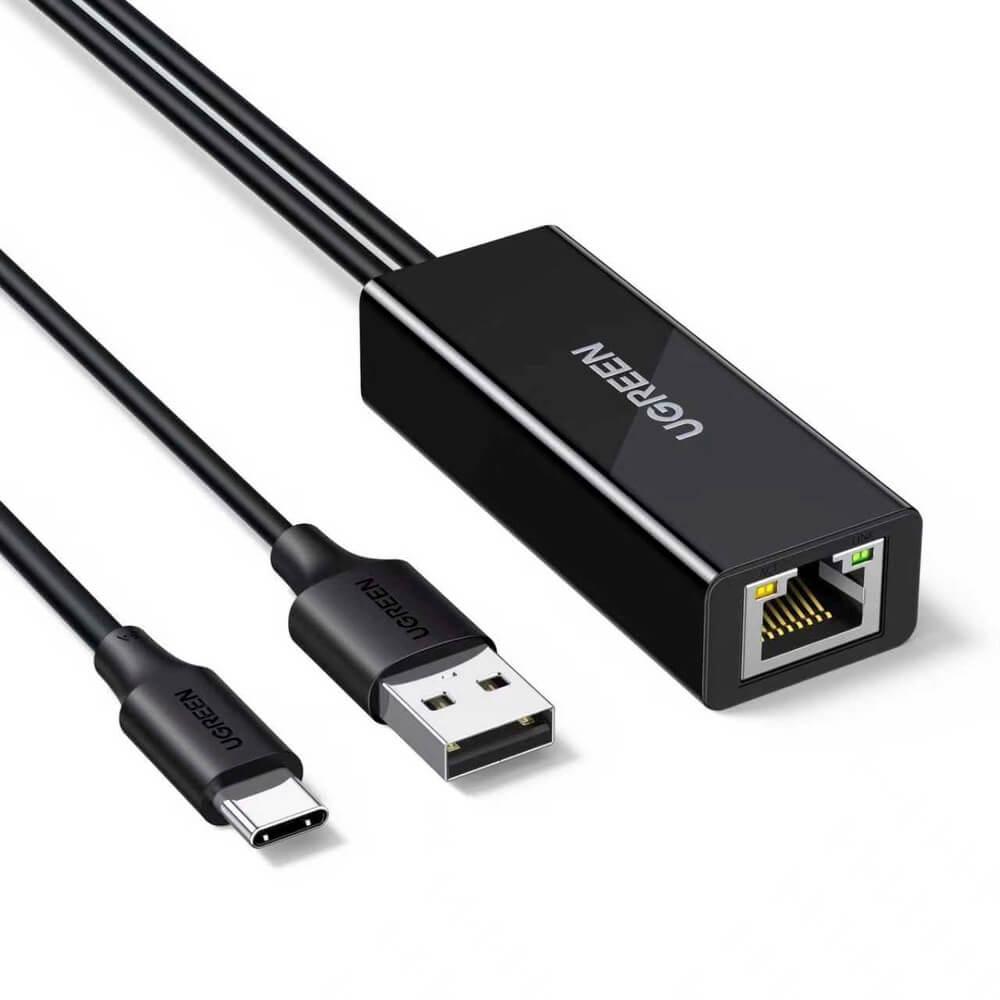 Удължителен Ethernet кабел за мобилни устройства с USB-C порт - Ugreen USB-C to RJ45 Ethernet Extension Cable 10/100 Mbps (черен) (100 см) | JAR Computers Удължителен Ethernet кабел за мобилни устройства с USB-C порт - Ugreen USB-C to RJ45 Ethernet Extension Cable 10/100 Mbps (черен) (100 см)